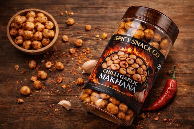 Spicy Snack Co | Chilli Garlic Makhana – Made for Real Spice Lovers | Roasted & Crunchy Foxnuts | 9/10 Heat | 70g