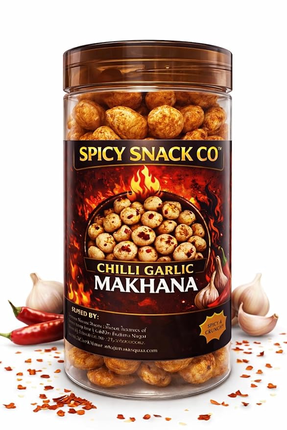 Spicy Snack Co | Chilli Garlic Makhana – Made for Real Spice Lovers | Roasted & Crunchy Foxnuts | 9/10 Heat | 70g