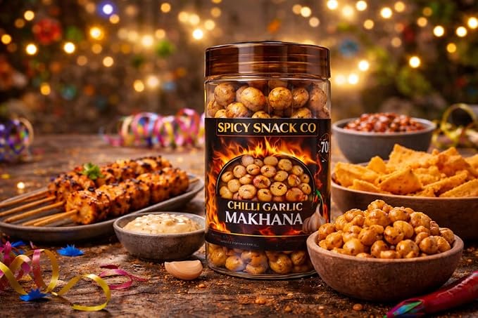 Spicy Snack Co | Chilli Garlic Makhana – Made for Real Spice Lovers | Roasted & Crunchy Foxnuts | 9/10 Heat | 70g