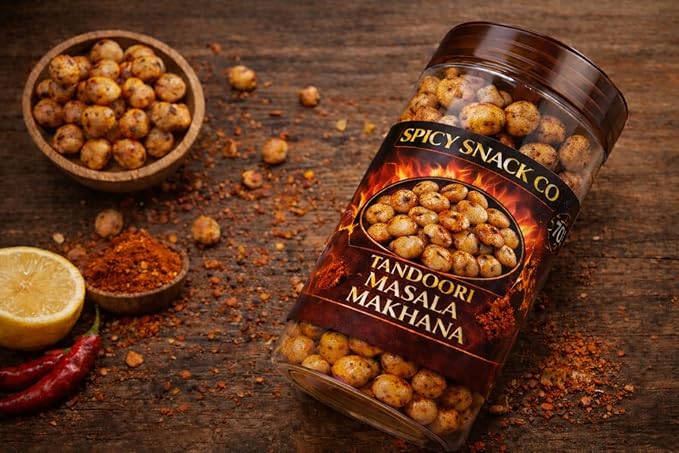 Spicy Snack Co Tandoori Masala Makhana 70g | Roasted Fox Nuts | Spicy & Smoky Flavor | Healthy Evening Snack | Ready to Eat
