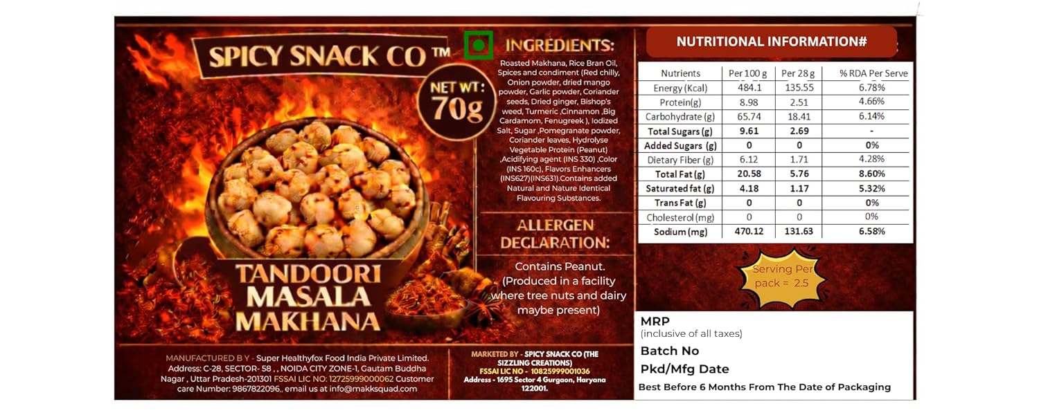 Spicy Snack Co Makhana Combo – Pack of 4 (2 Chilli Garlic, 2 Tandoori Masala) | Roasted Fox Nuts | Bold Spicy Flavour